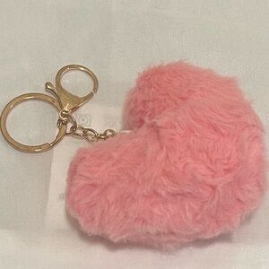 Pink Fuzzy Heart Keychain